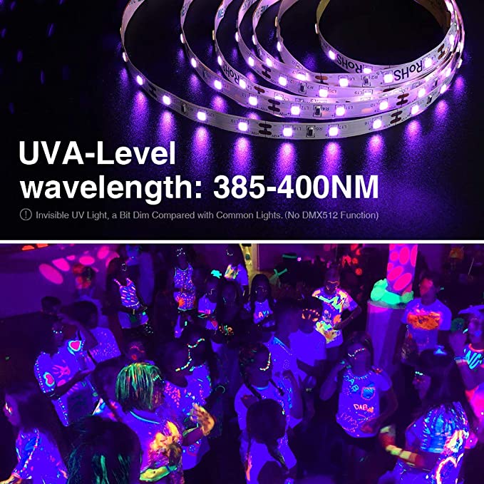 10m LED Ribbon 600 Units UV Lamp Beads Non-Waterproof for Indoor Fluorescent Dance Party Onforu 33ft LED UV Black Light Strip Kit 12V Flexible Blacklight Fixtures Body Paint ULSAU006201 Stage Lighting